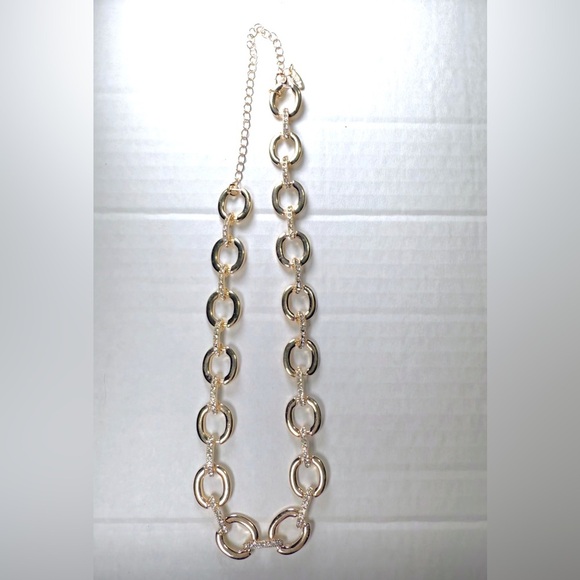 Ettika Gold Necklace Chain w/ Cubic Zirconia Stones Adjustable Length ~15-20" - Picture 1 of 4